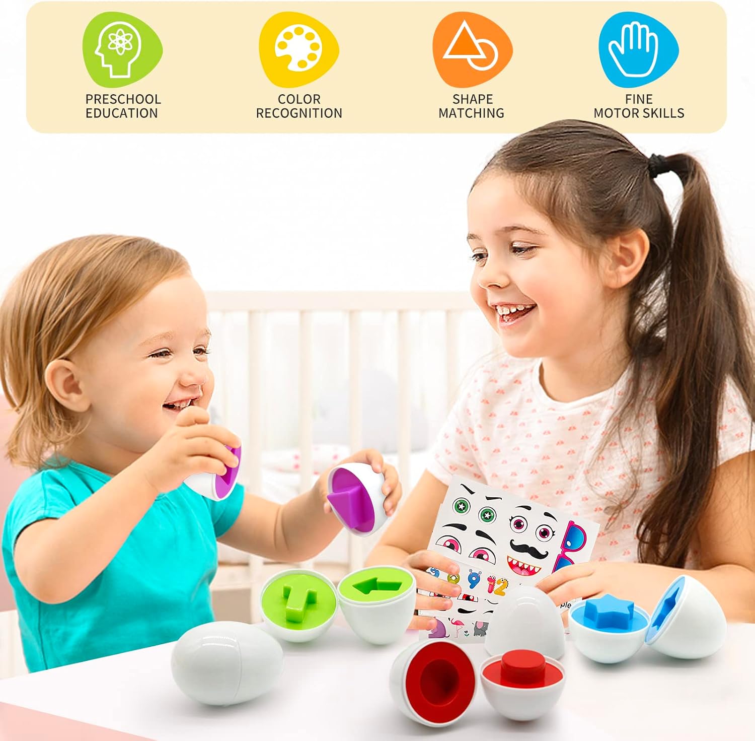 Detalle de MOONTOY Matching Eggs Montessori toy 12pcs