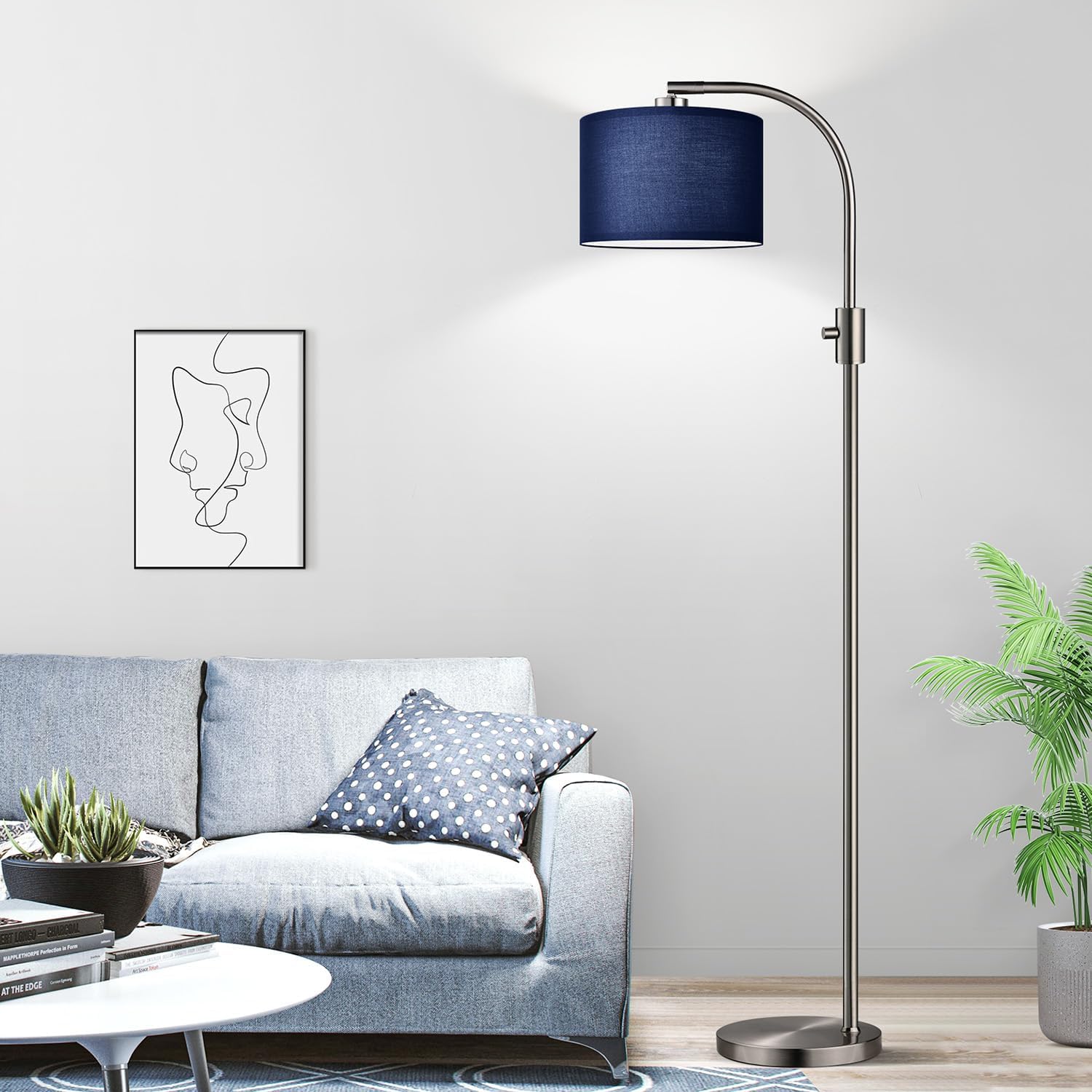 Thumbnail 5 de Nintiue Arc Floor Lamp with Blue Shade
