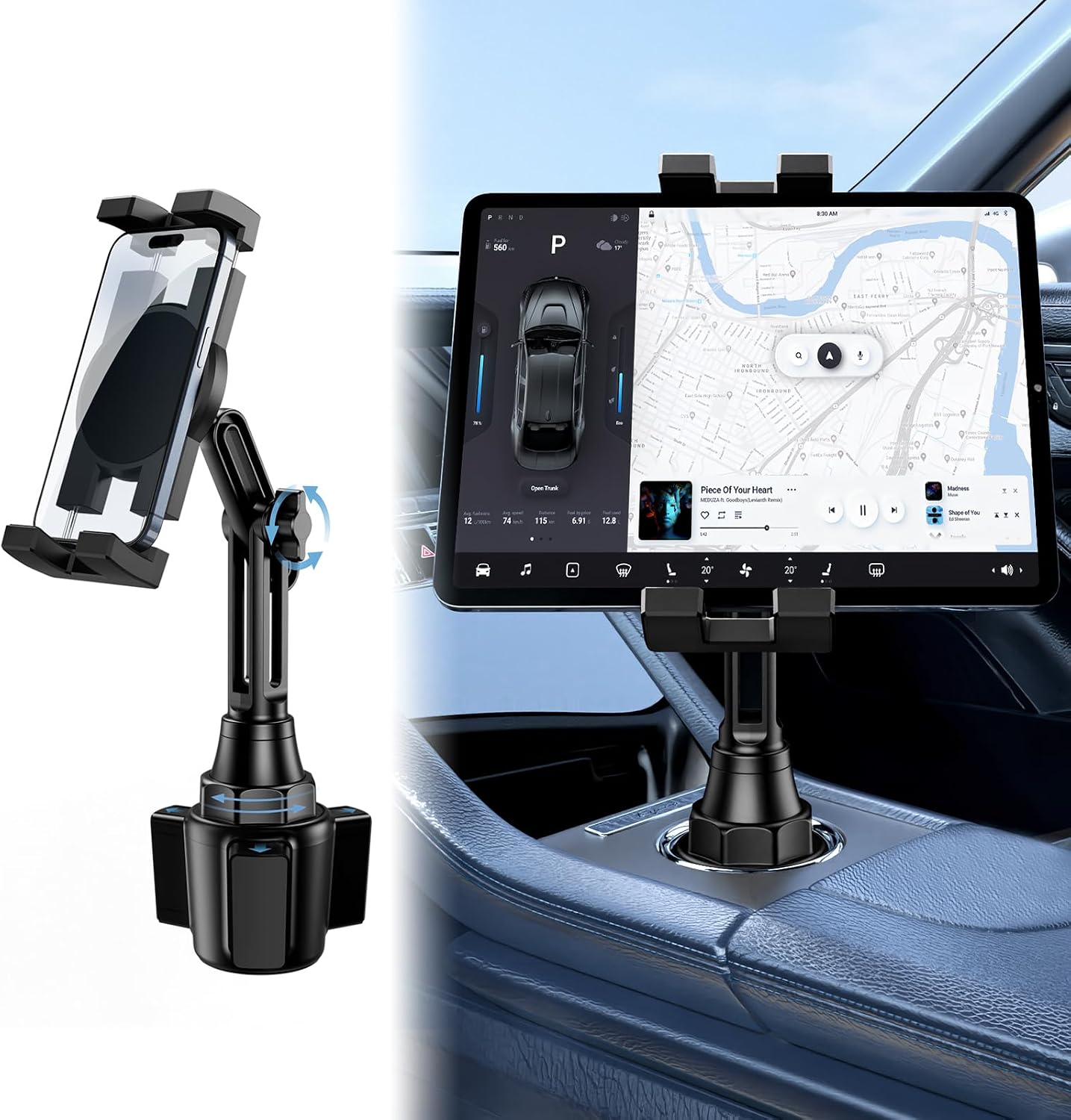 Detalle de ZCSSQZ A081B+X906 Car Cup Holder Mount for 4.7–13-inch Devices