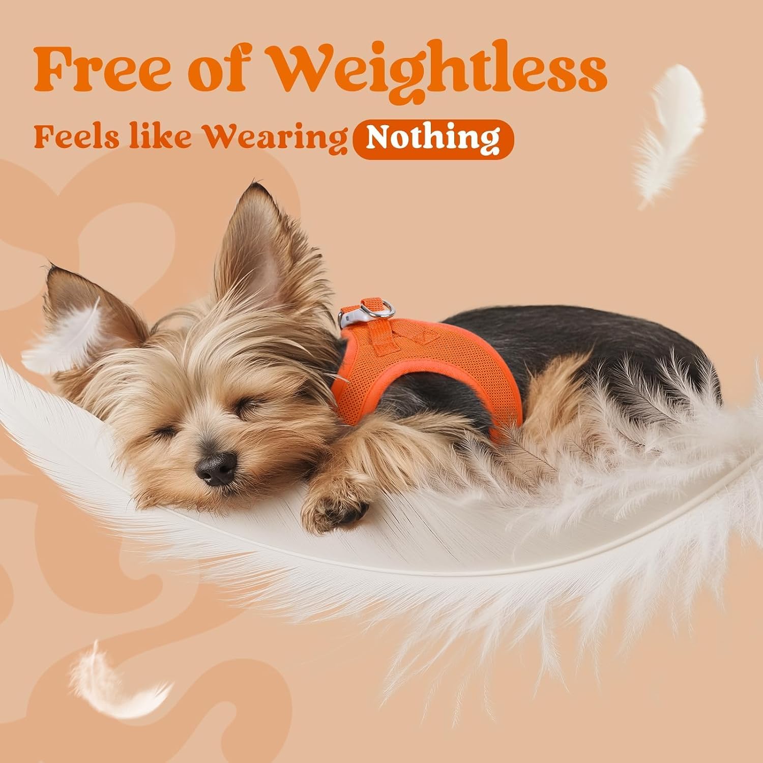 Detalle 2 de rabbitgoo Step-in Soft Mesh Puppy Dog Harness (XXS, Orange) with Reflective Strips