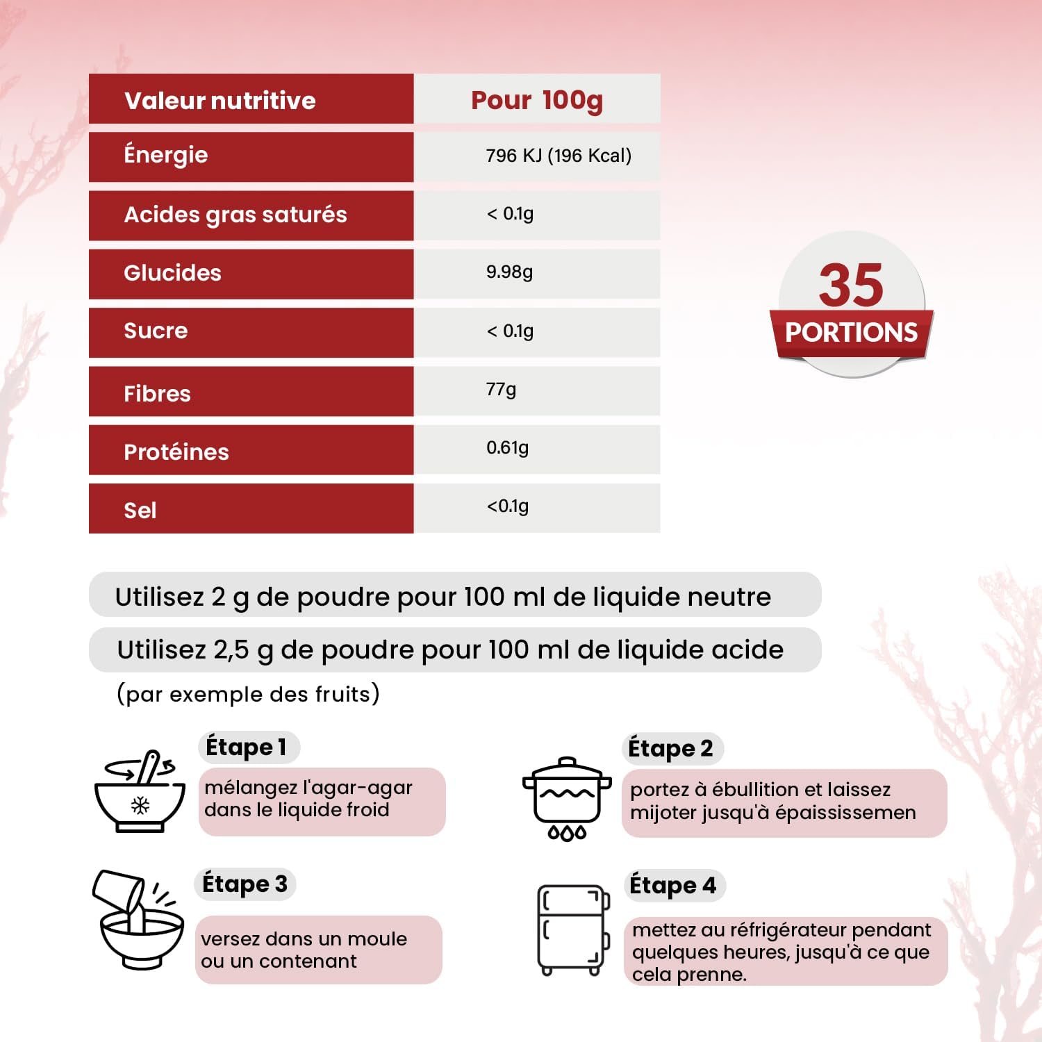 Thumbnail 1 de Agar Agar en Poudre 115g — Gelifiant végétal naturel, alternative à la gélatine (vegan) pour gels, desserts et confitures