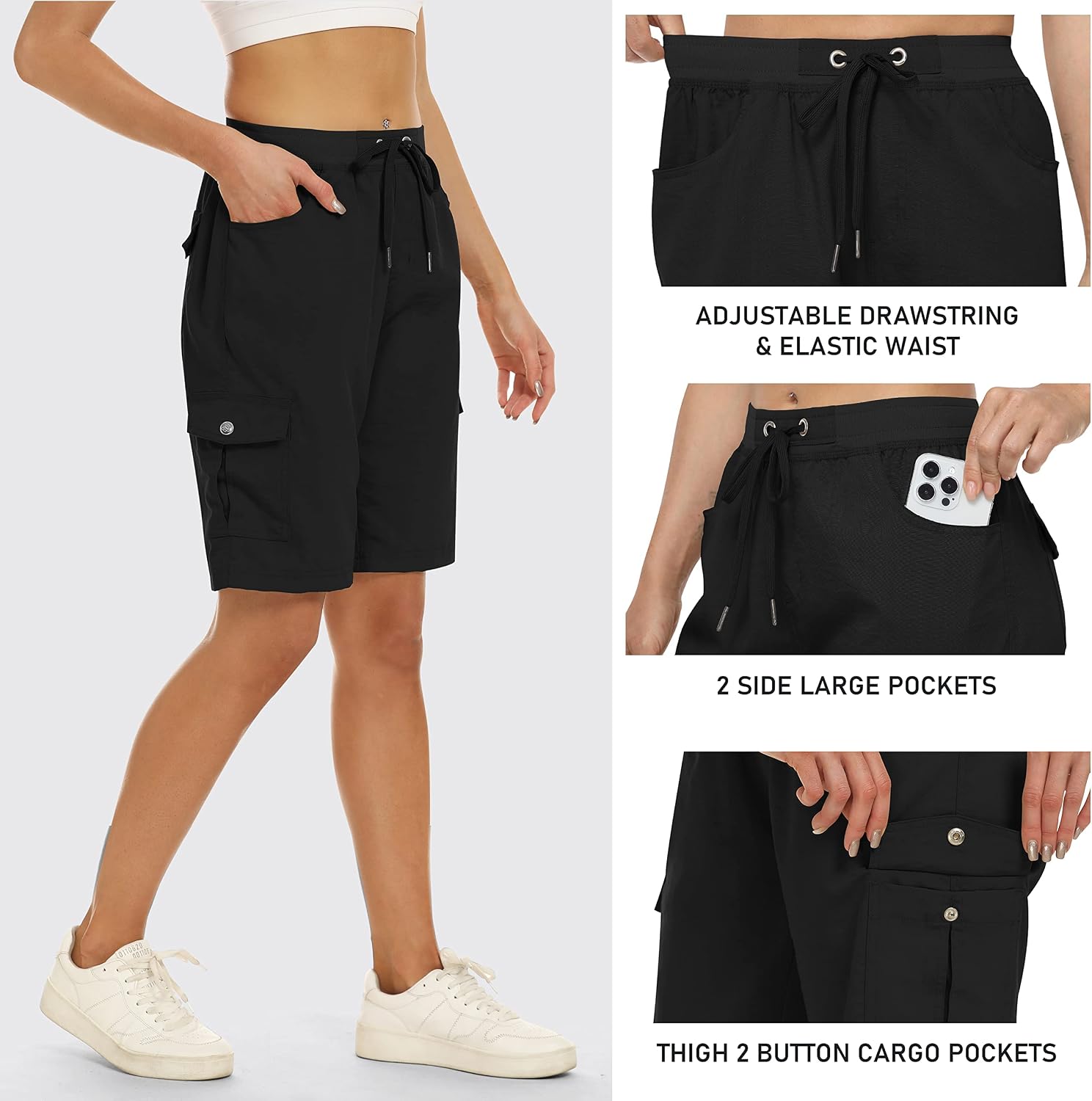 Thumbnail 3 de MoFiz Women's Hiking Cargo Shorts – Quick Dry, 6 Pockets, Lightweight Outdoor Shorts