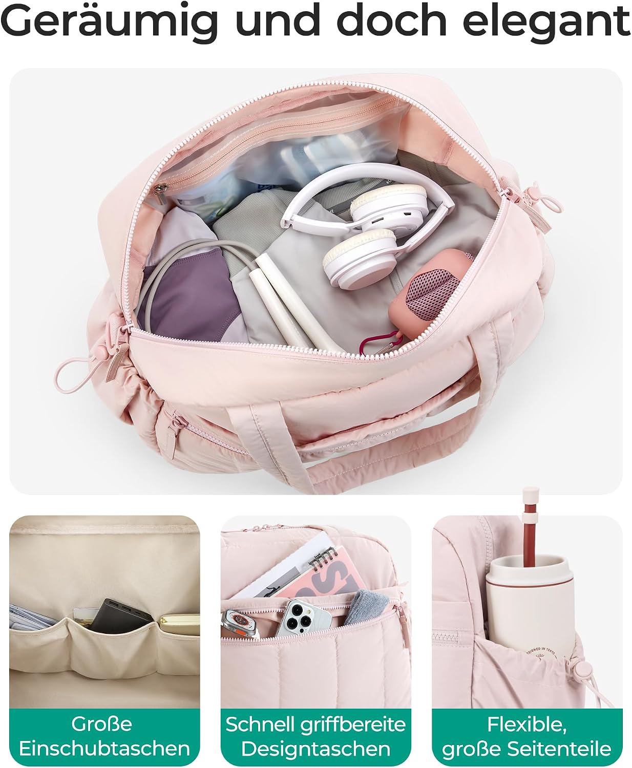 Detalle de BAGSMART Puffer Reisetasche 24L Weekender Damen