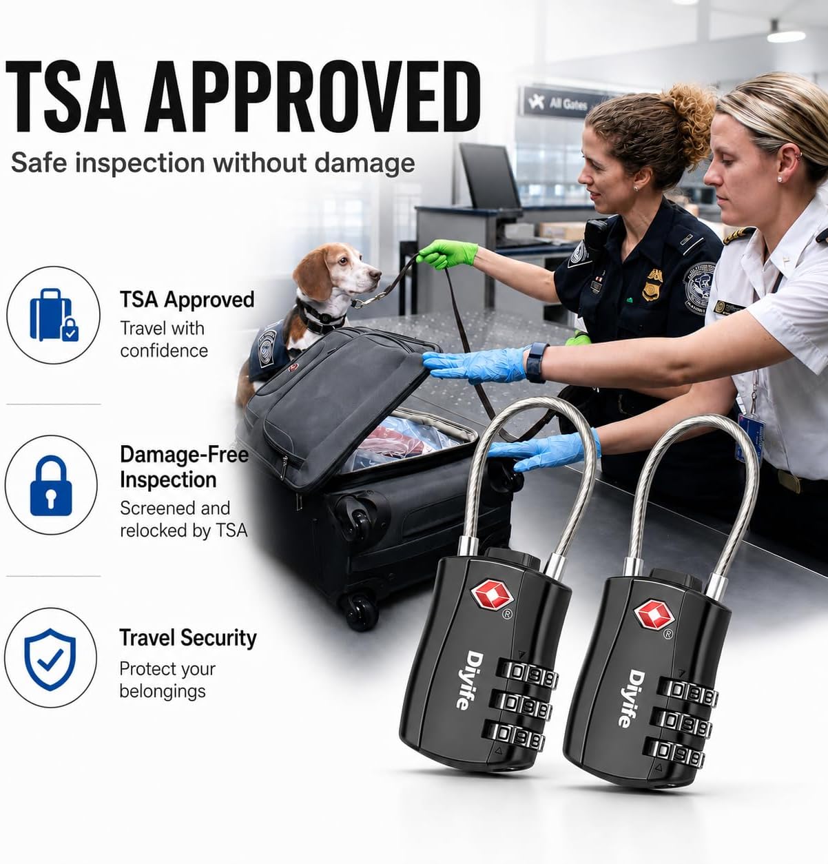 Thumbnail 3 de Diyife TSA Luggage Locks 3-digit combo pack 🔒
