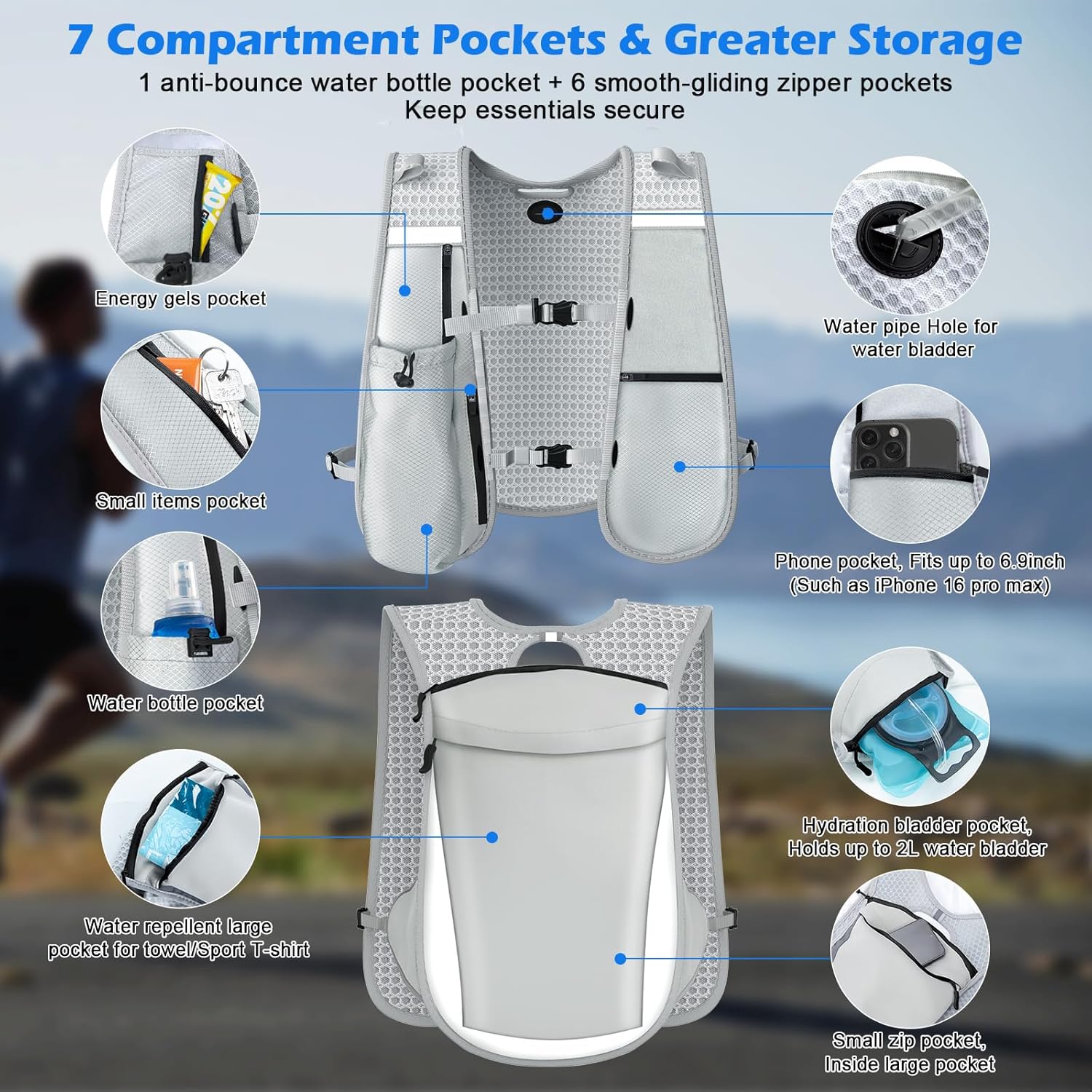 Thumbnail 4 de Nextyu Gilet Running con borraccia 500 ml e luci