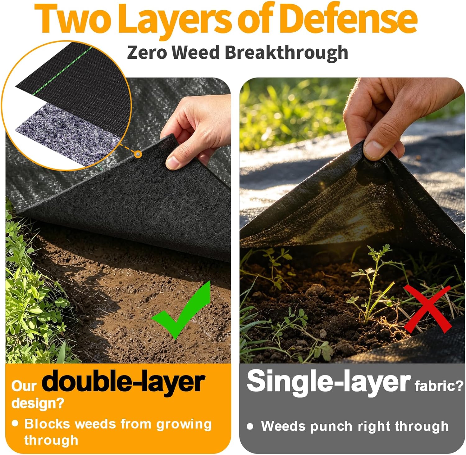 Detalle 2 de AMAGABELI GARDEN & HOME 5 oz Weed Barrier Fabric, 4 ft x 100 ft