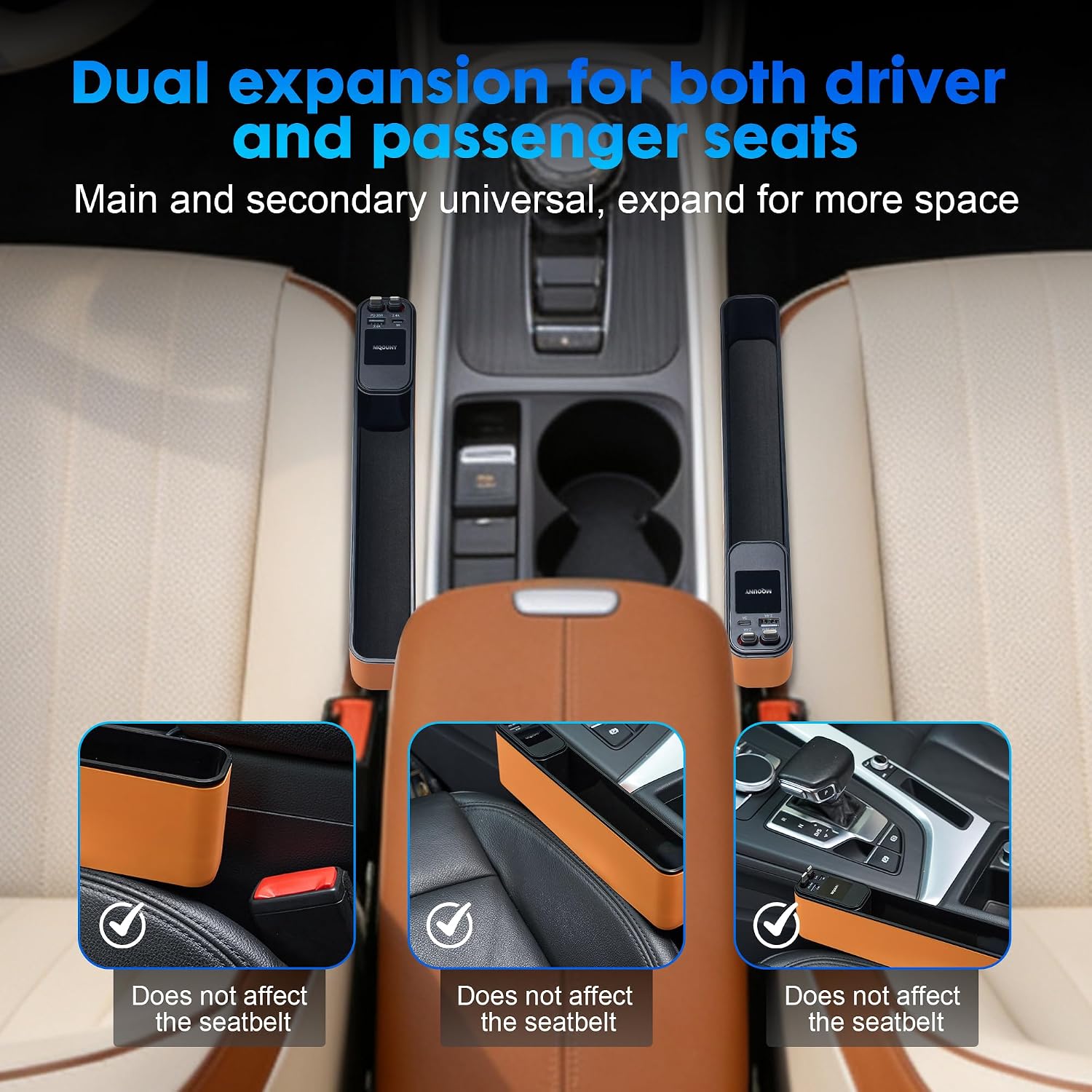 Detalle 1 de MQOUNY Car Seat Gap Filler with 36W Charger