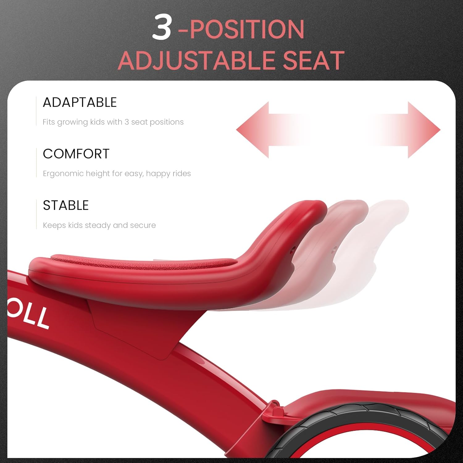 Thumbnail 2 de Umatoll Toddler Tricycle (18 Month–4 Years) with Adjustable Seat & Light-Up Wheels, Red