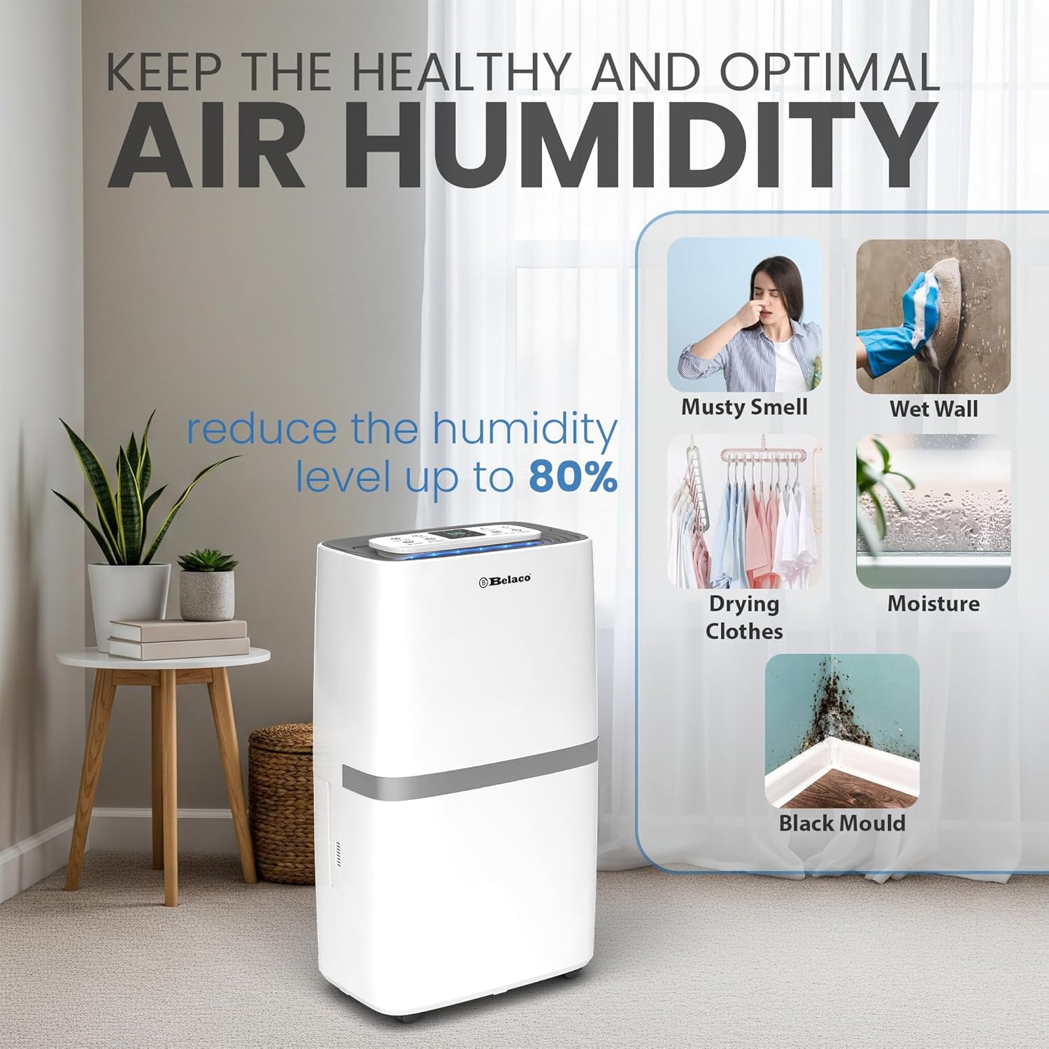 Detalle 1 de Belaco 20L dehumidifier for damp control