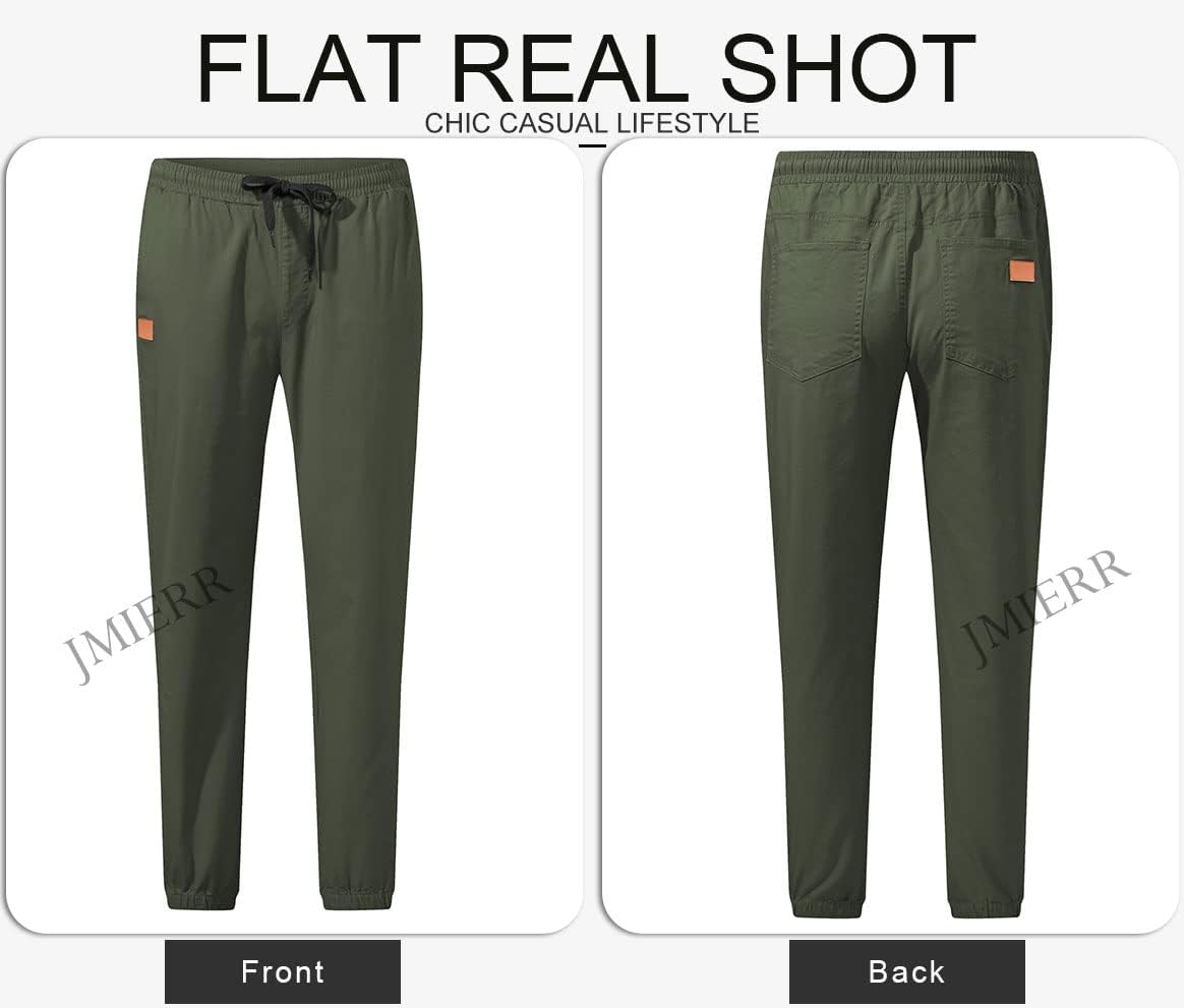 Detalle de JMIERR Herren Chino Cargo Hose aus Baumwolle mit elastischem Bund und Kordelzug (Slim Fit)