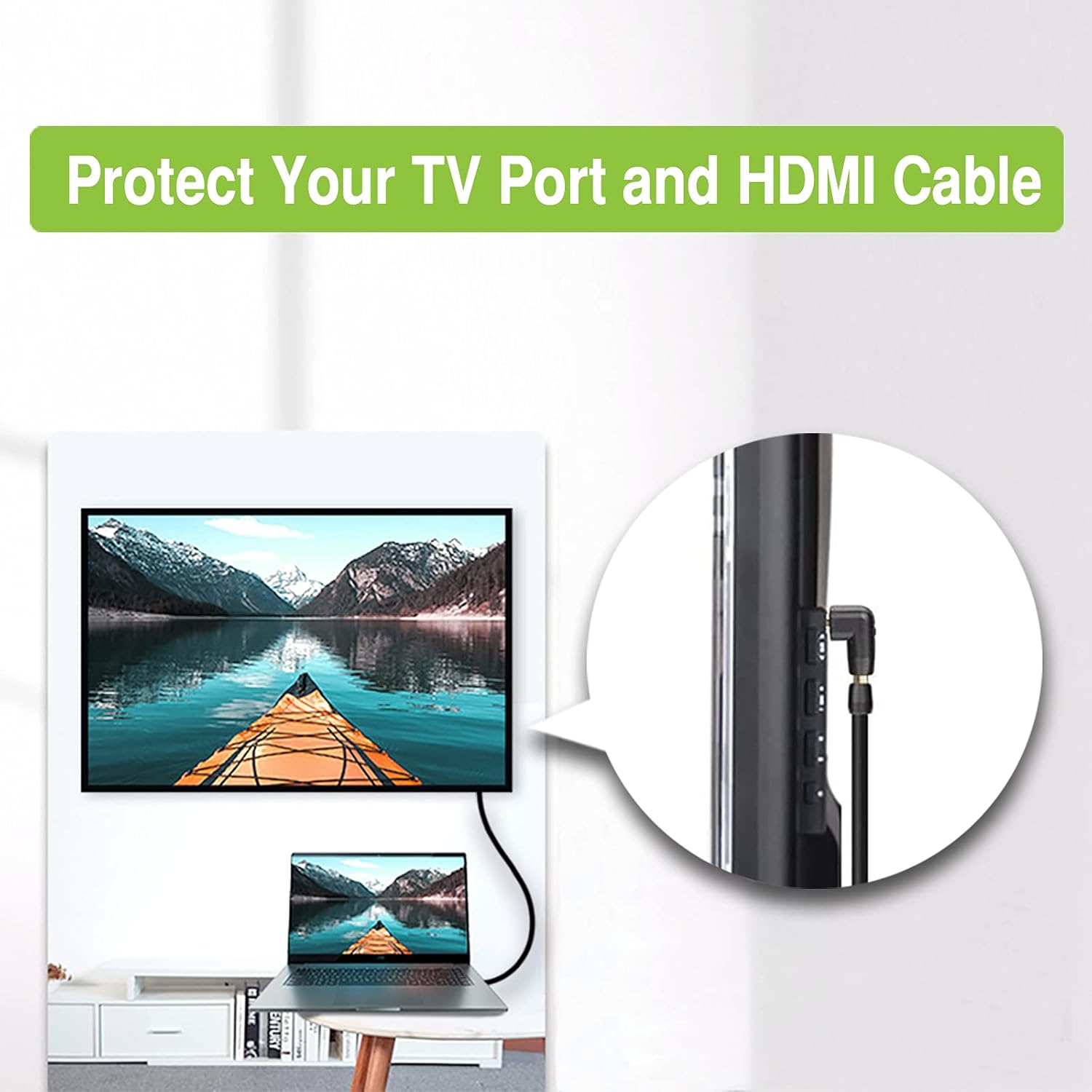 Detalle de LEENUE Right Angle HDMI Adapter 4K (4 Pack) – 90° & 270° Angled HDMI Extenders