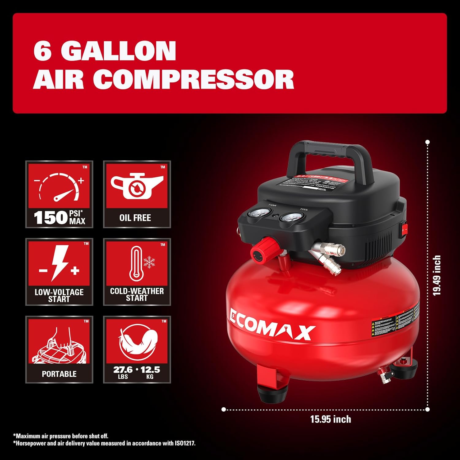Thumbnail 2 de ECOMAX Air Compressor 6 Gallon 🛠️