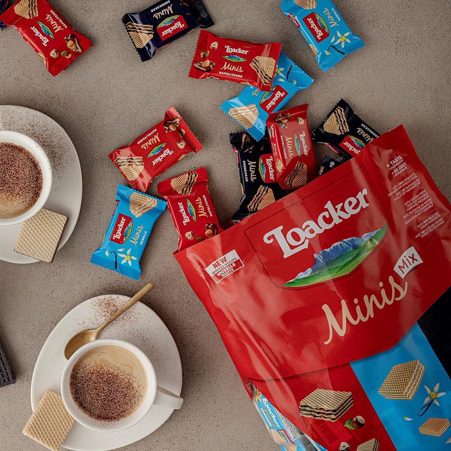 Thumbnail 4 de Loacker Party Pack XL: Mix di Mini Wafer Classic 80 porzioni, 3 gusti Napolitaner, Vaniglia e Cremcakao