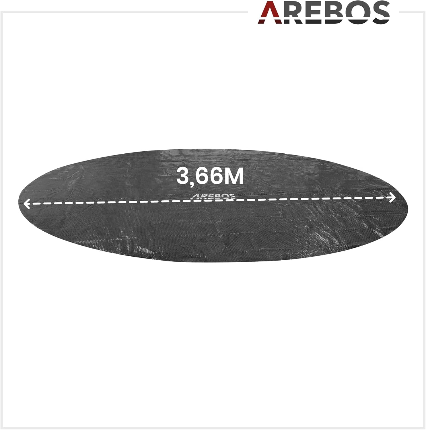 Thumbnail 5 de Arebos Solarabdeckplane rund Ø 3,66 m in Schwarz (Solarfolie, 120 µm) – zuschneidbar für Poolheizung