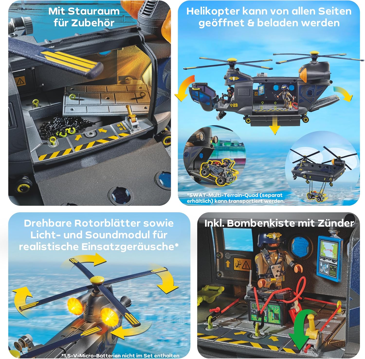 Thumbnail 3 de PLAYMOBIL City Action SWAT-Rettungshelikopter (71149) – detailreiches Freispiel mit Licht & Sound