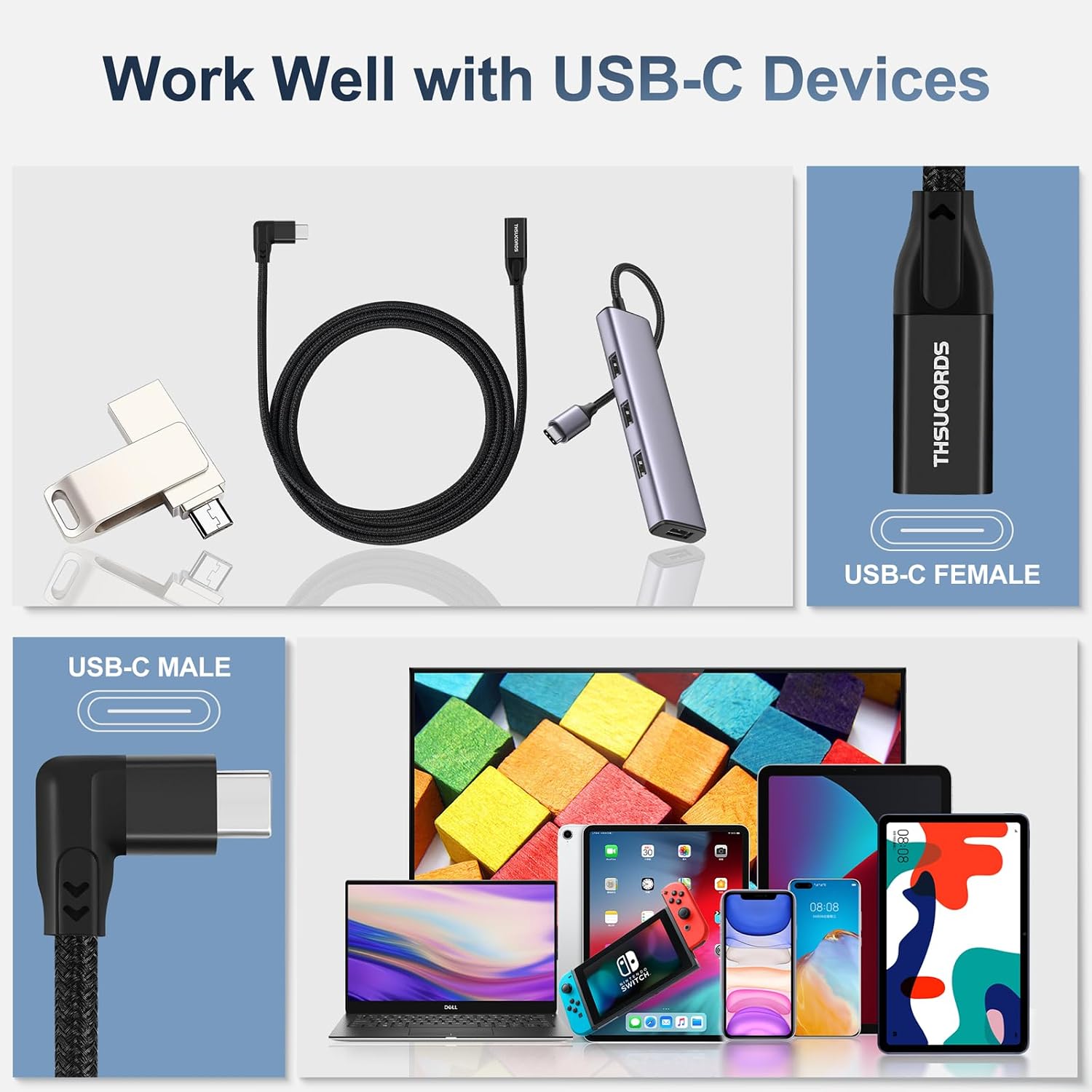 Thumbnail 4 de Thsucords 100W USB C Extension Cable 1M
