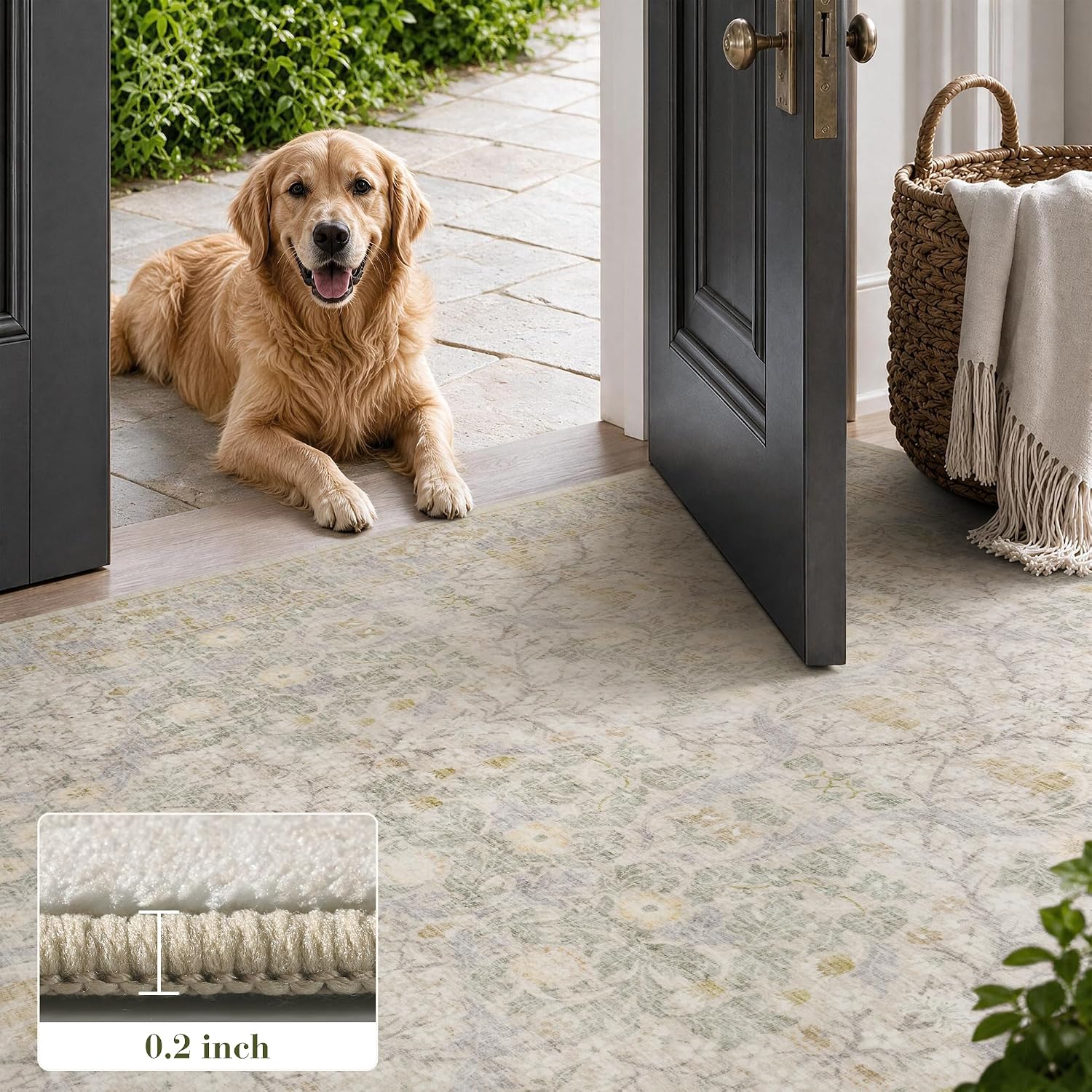 Detalle de Floral Area Rug 6x9 ft