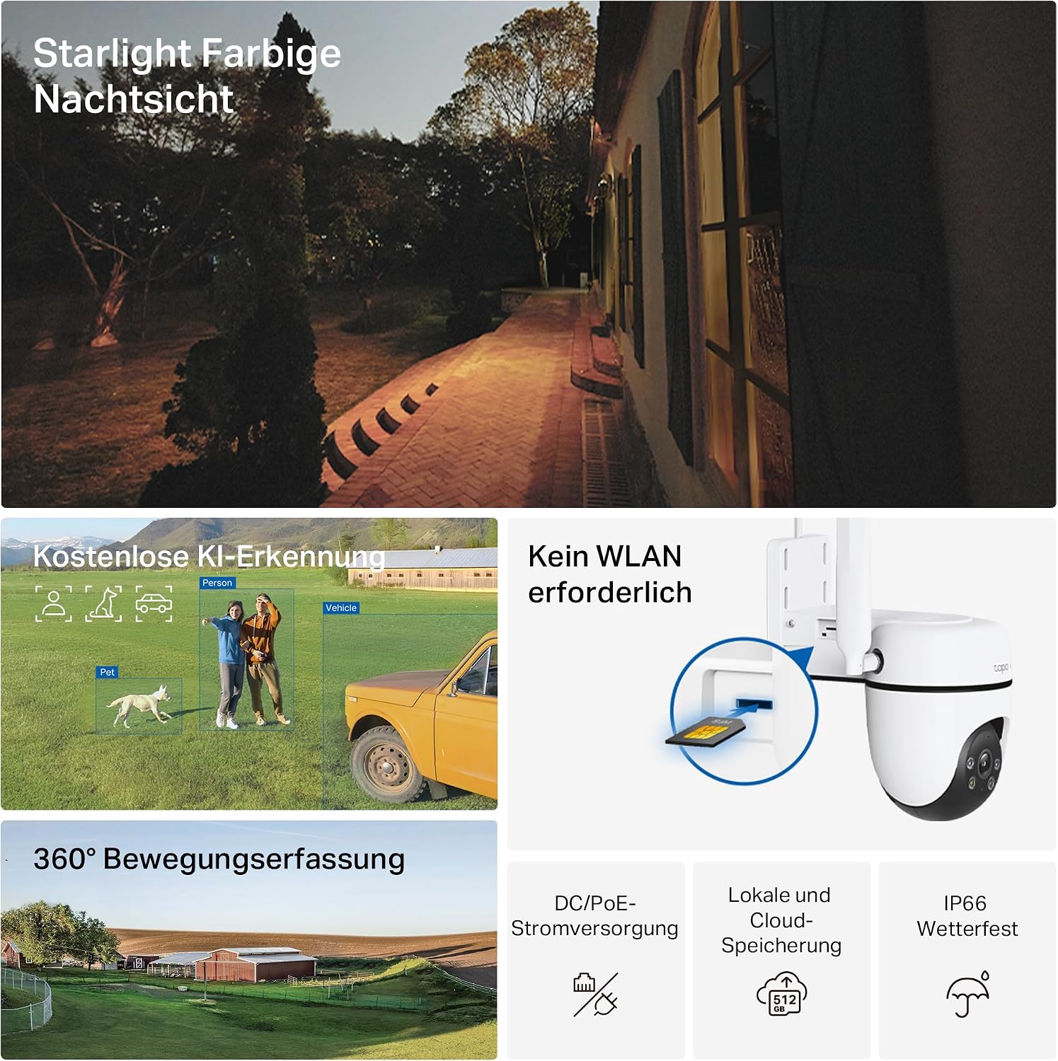 Thumbnail 2 de Tapo C501GW – 360° 4G LTE Außenkamera mit SIM-Slot, Starlight-Nachtsicht und AI-Erkennung