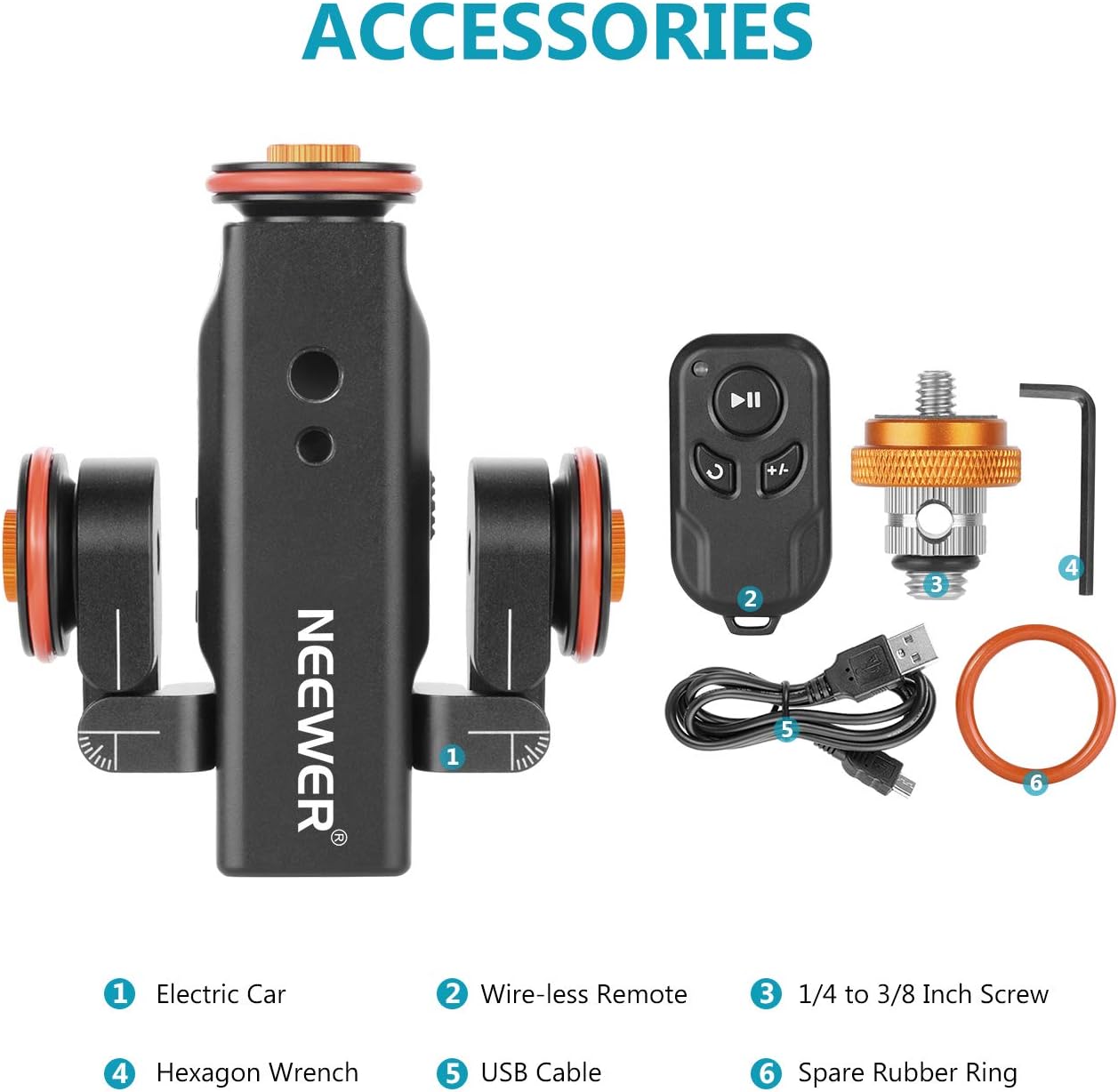 Thumbnail 1 de NEEWER Chariot de caméra vidéo sans fil à 3 roues, moteurisé 3 vitesses avec télécommande