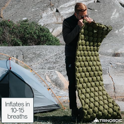 Thumbnail 8 de TRINORDIC Lightweight Inflatable Camping Mat with Built-In Pillow (550g, Green)
