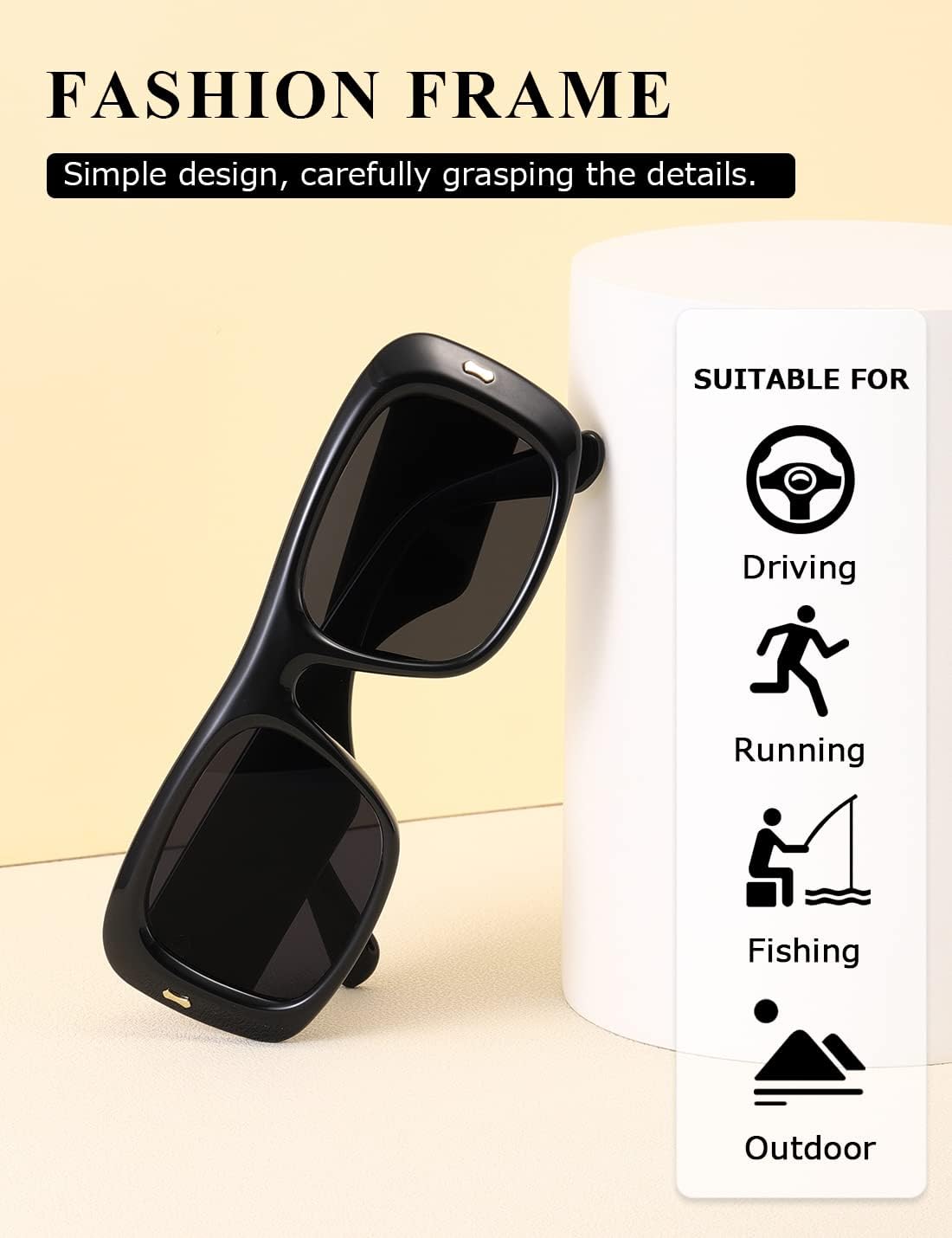 Thumbnail 2 de kimorn Sunglasses for Women and Men – Trendy Retro Oversize Square Frames K1337
