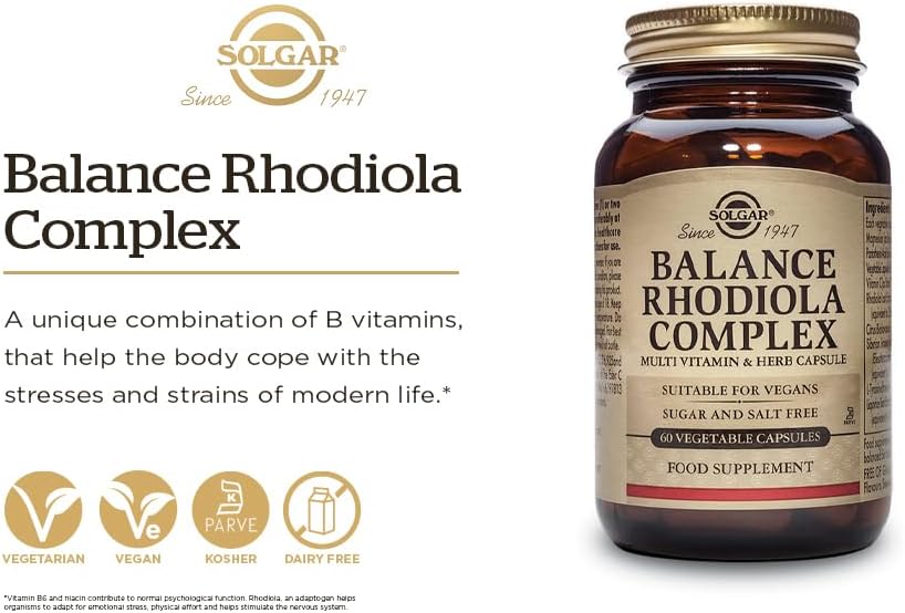 Thumbnail 2 de Solgar Balance Rodiola Complex 🌿, Apoyo Nervioso, 60 Cápsulas