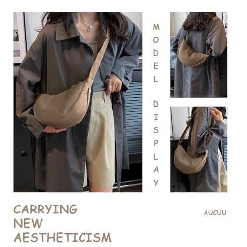 Thumbnail 7 de Aucuu Bolso Bandolera para Mujer – Media Luna, Nylon, Caqui