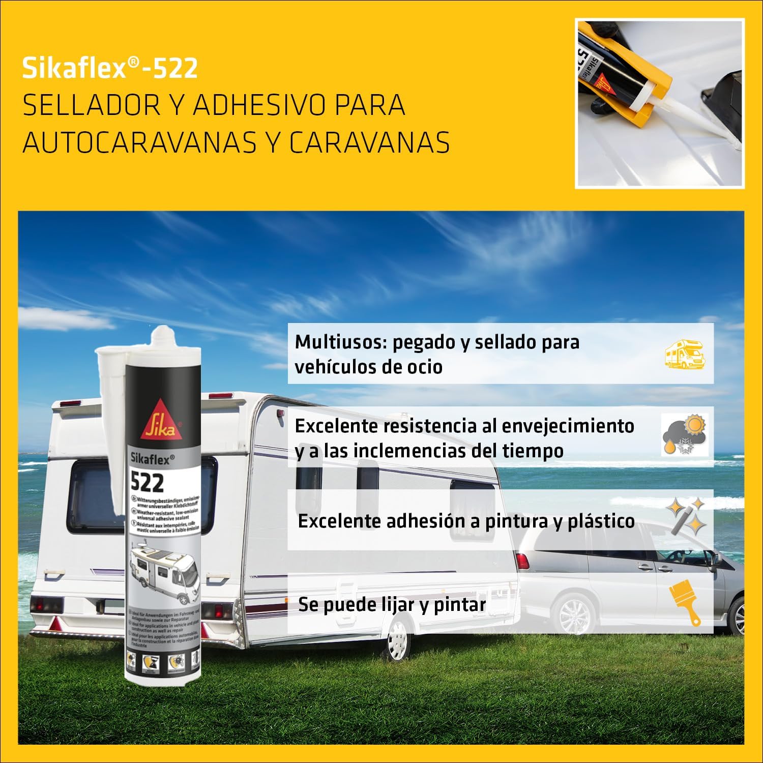 Detalle 1 de Sika Sikaflex 522 blanco para caravanas