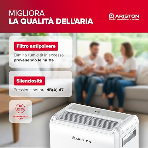 Detalle de Ariston DEOS EVO 10 deumidificatore portatile da 10 L con ruote e filtro antipolvere