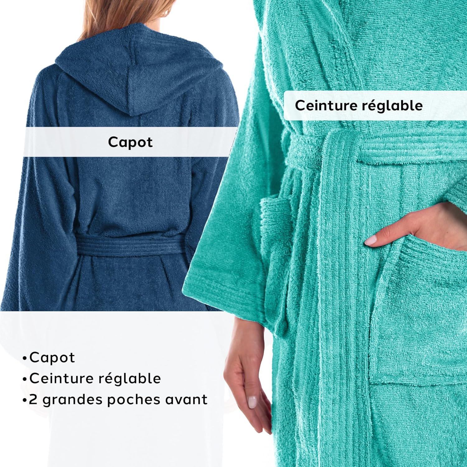 Thumbnail 3 de Caleffi Peignoir Unisex en éponge de coton avec capuche – Séchage rapide et confort orange