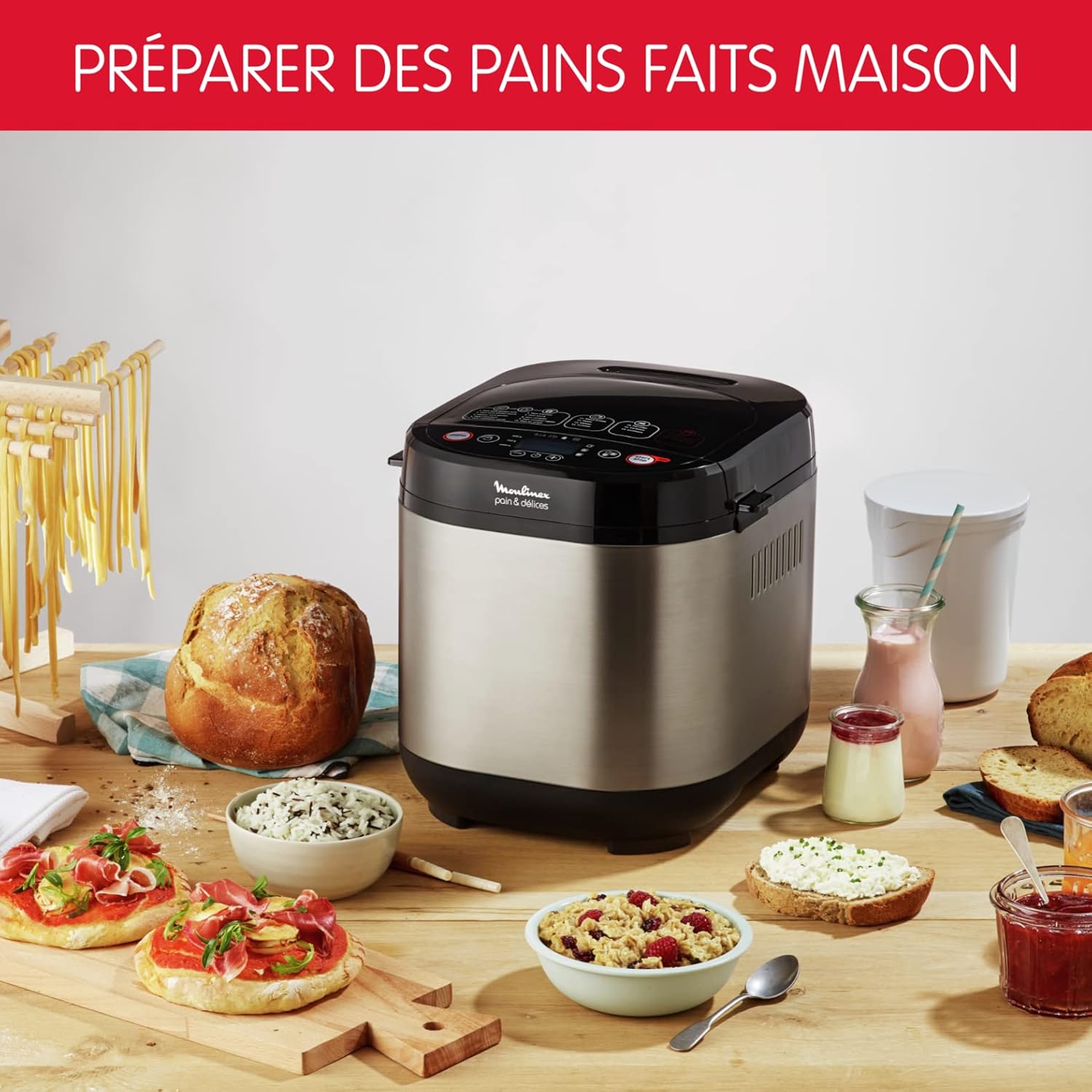 Thumbnail 1 de Moulinex Pain & Délices OW240E30 – machine à pain 1 kg, programmes automatiques (sans gluten, yaourt, pizza)
