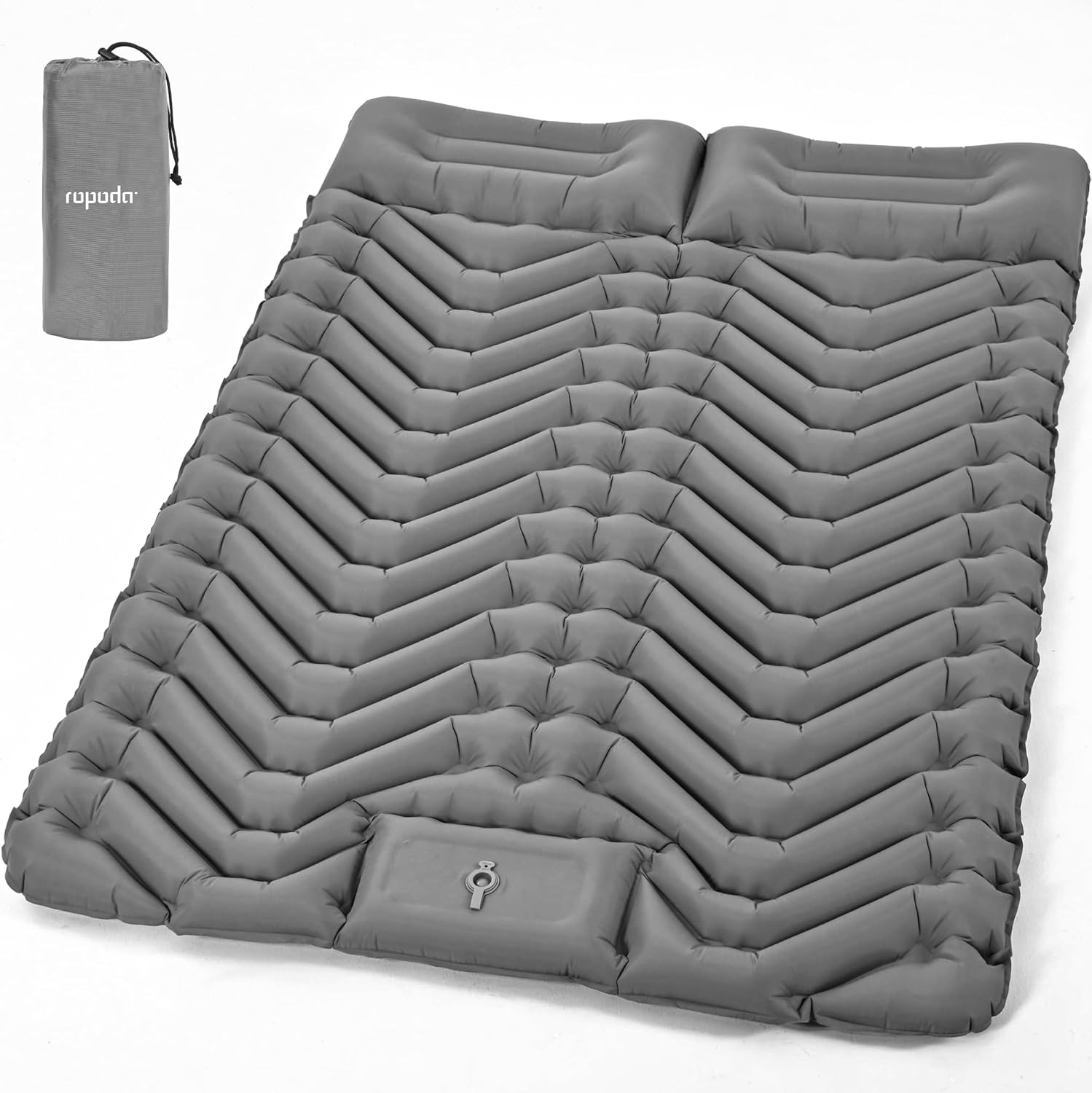 Detalle de ROPODA Double Camping Inflatable Mattress with Built-in Foot Pump