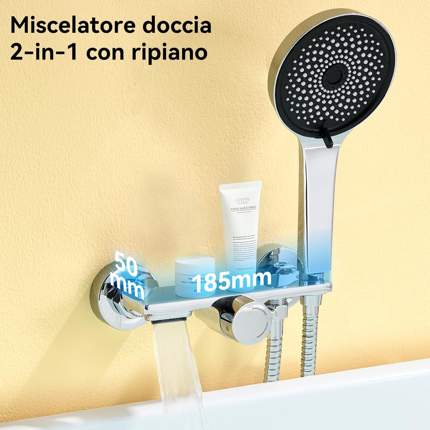Thumbnail 6 de Auralum Miscelatore doccia in ottone con porta sapone, soffione 5 funzioni e tubo doccia 1,5 m