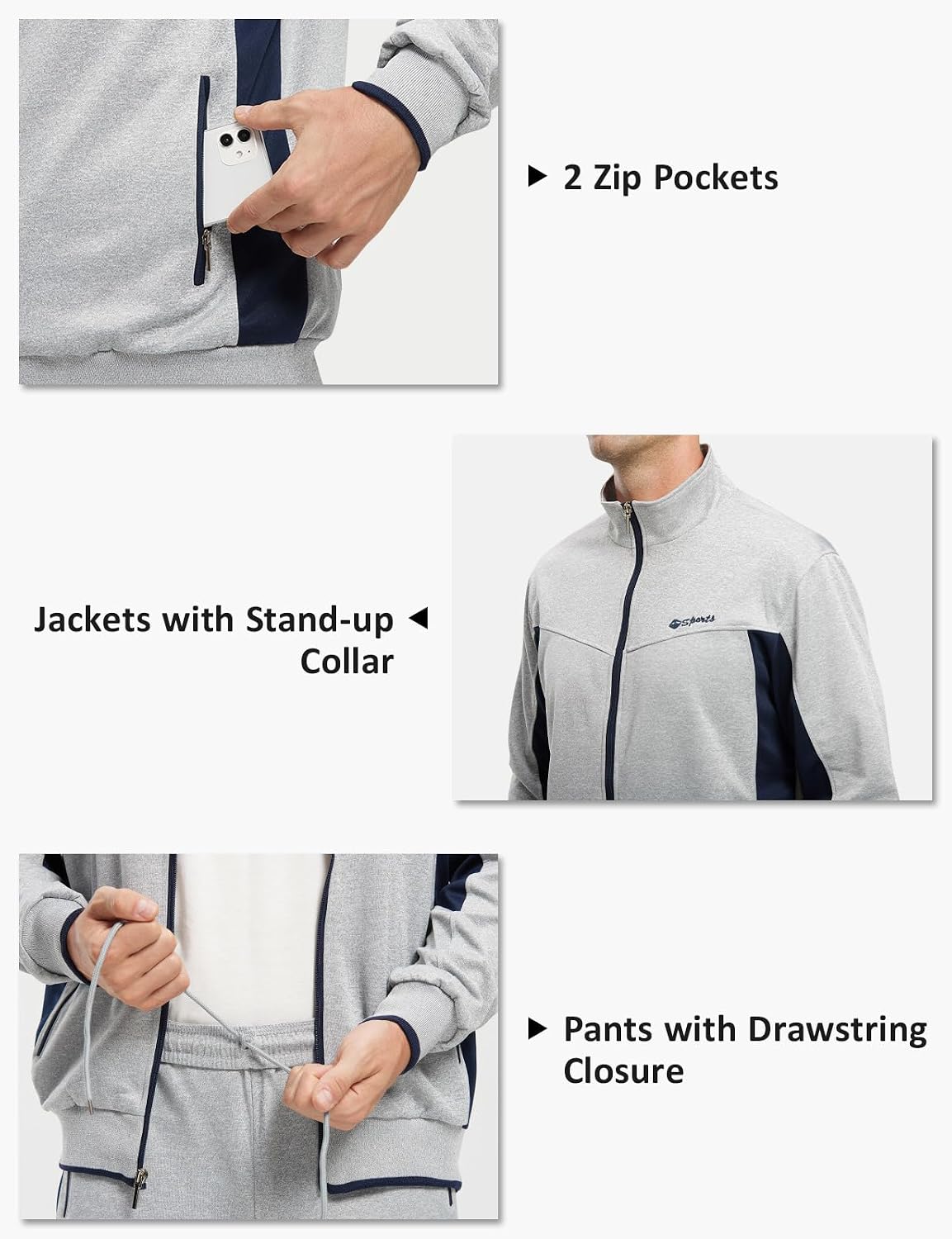 Thumbnail 3 de donhobo Herren-Jogginganzug Trainingsanzug mit Reißverschluss und Hoodie – warmes Set für Gym & Outdoor