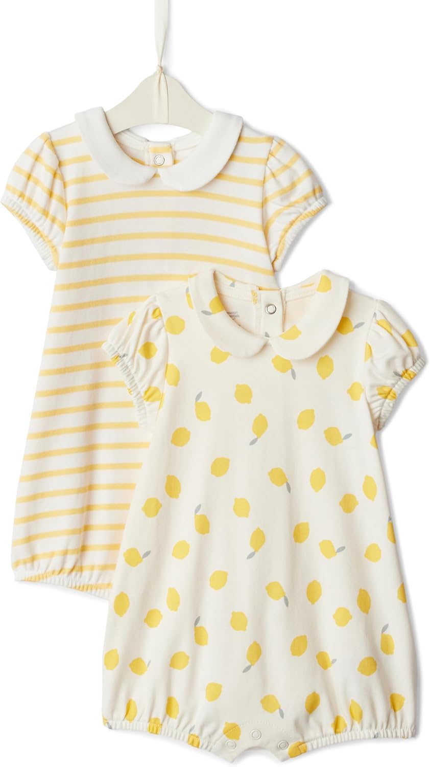 Thumbnail 6 de Amazon Essentials Baby Girls’ Cotton Short-Sleeve Romper Suit with Peter Pan Collar (Pack of 2)