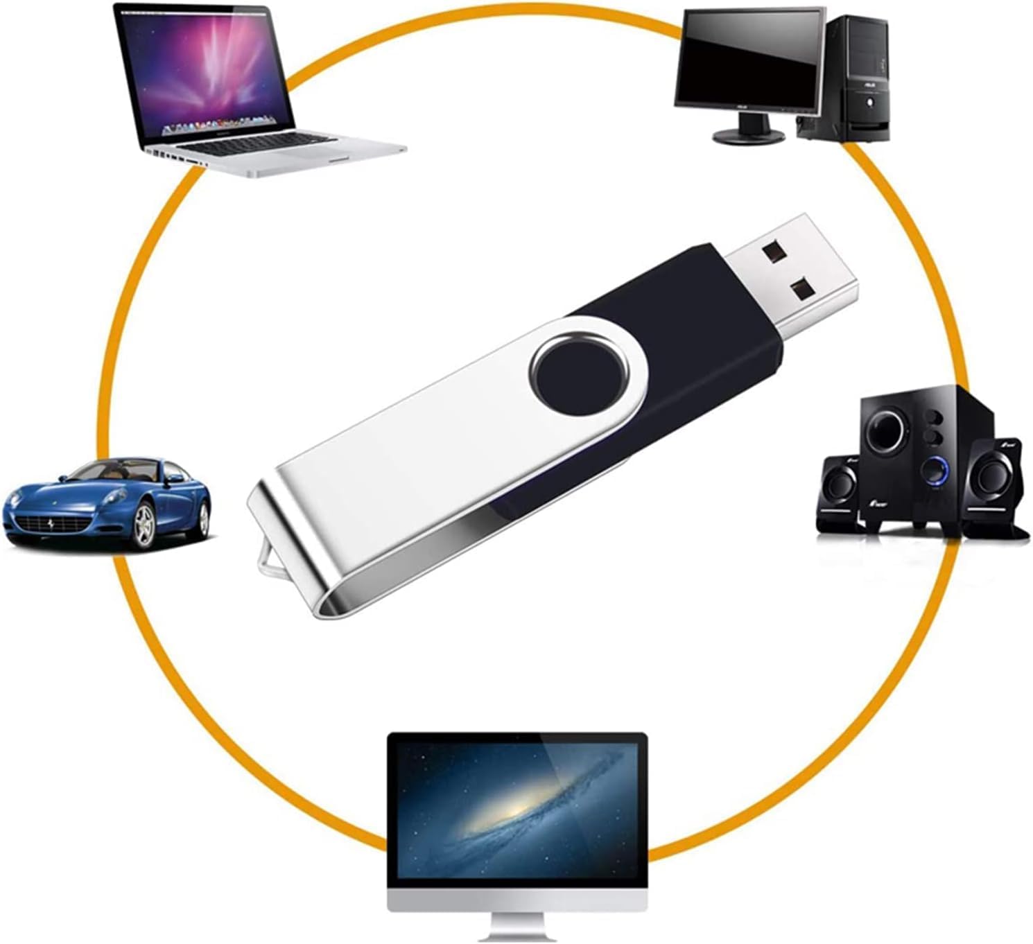 Thumbnail 2 de 2 Pack 8GB USB 2.0 Flash Drives with Swivel Design (Black)
