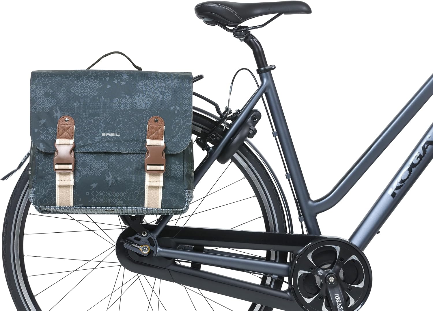 Detalle de Basil Boheme podwójna sakwa rowerowa MIK, 35 l, niebieska, wodoodporna