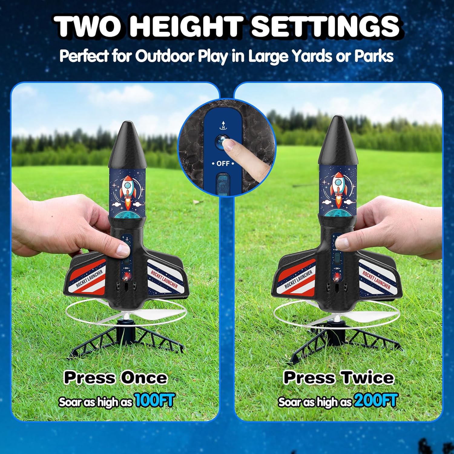 Detalle de Eieymct Rocket Launcher for Kids (Self-Launching, 200 ft Outdoor Electric Launch Set)