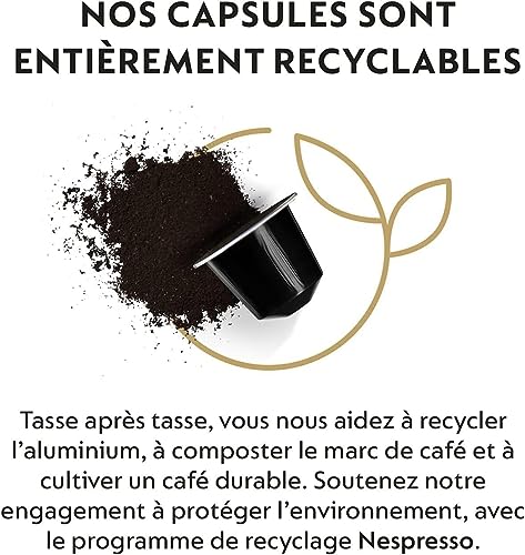 Detalle de Nespresso Inissia Noir de De’Longhi — Ensemble de 100 capsules (Ristretto, Arpeggio, Roma, Livanto, Capriccio)