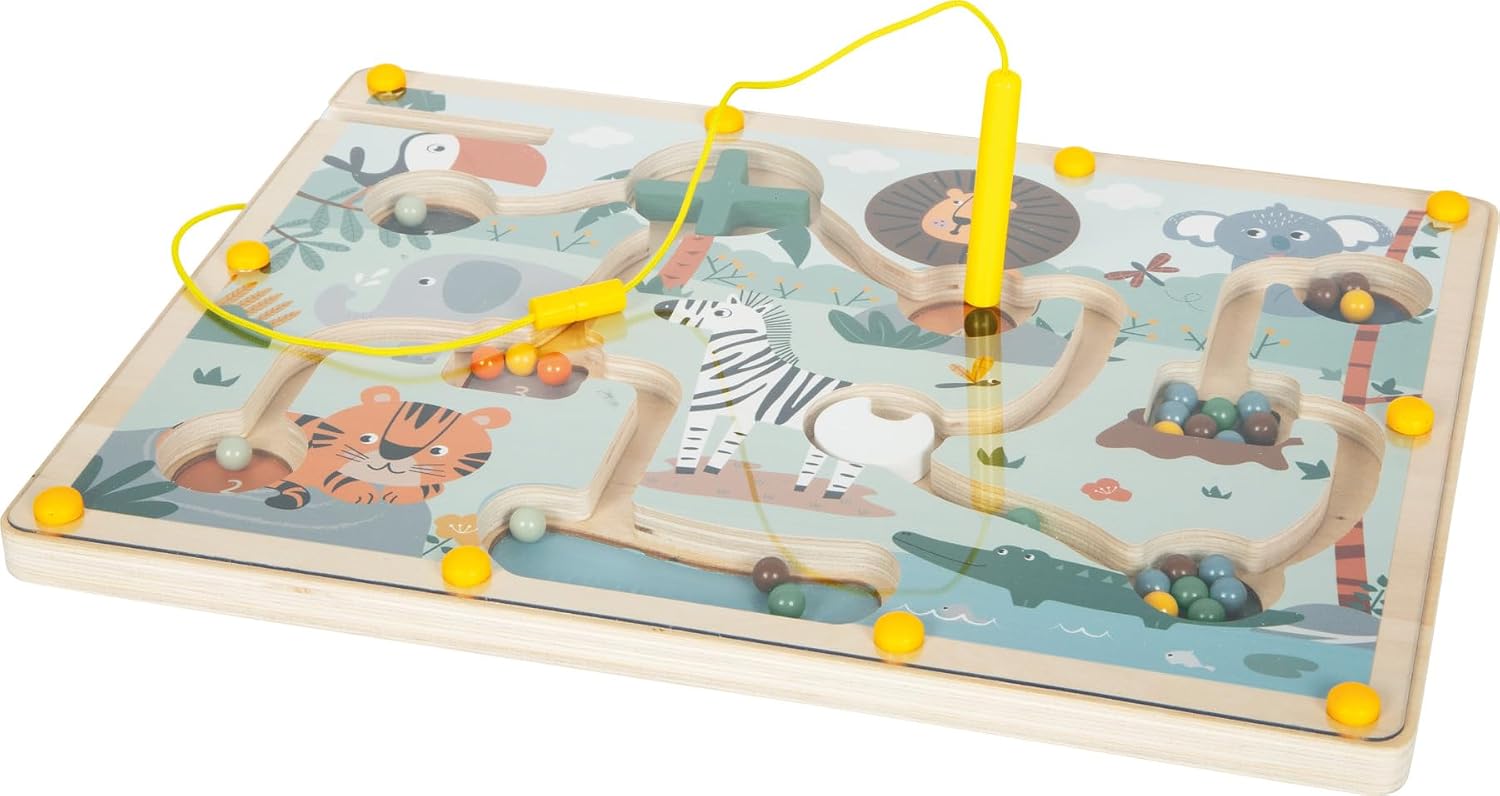 Detalle de Small Foot Magnetisches Labyrinth Safari – Motorikspiel aus FSC®-Holz, ab 2 Jahren