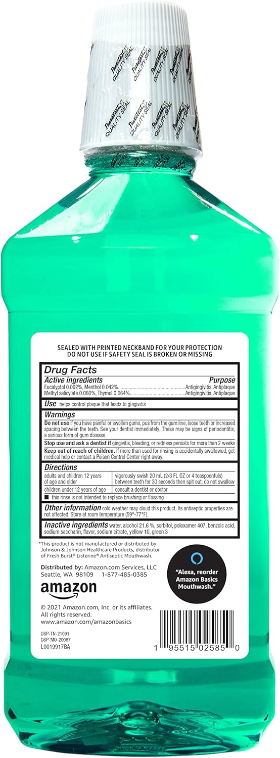Thumbnail 1 de Amazon Basics Antiseptic Mouthwash (Refreshing Mint), 33.80 fl oz, 1-Pack
