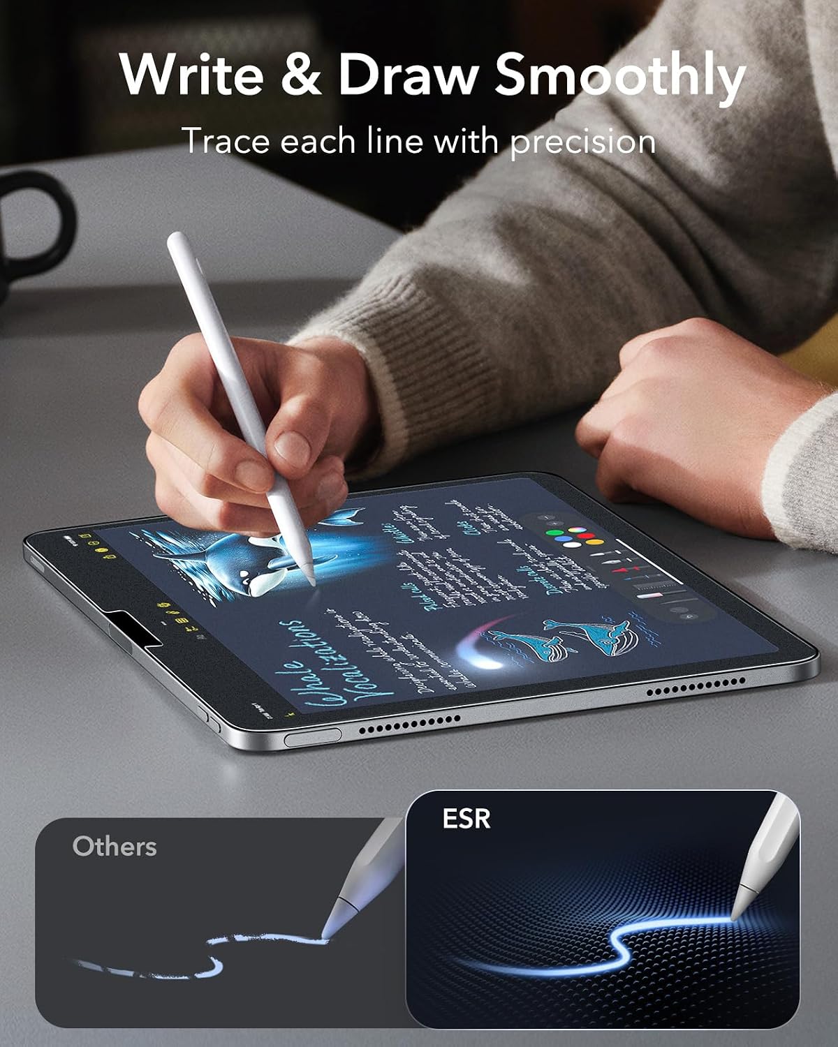 Thumbnail 3 de ESR 2er Armorite Paper-Feel Schutzfolie fürs iPad Air 13 Zoll (M4/M3/M2, 2026/2025/2024) – matt, Anti-Glare, 9H, UltraFit