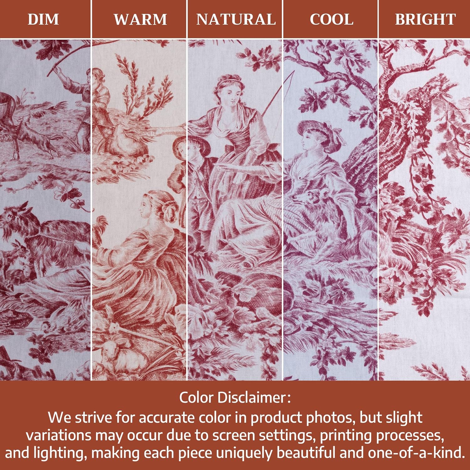Detalle de Maison d' Hermine The Miller Red Toile Curtains — 50" W x 84" L, 100% Cotton