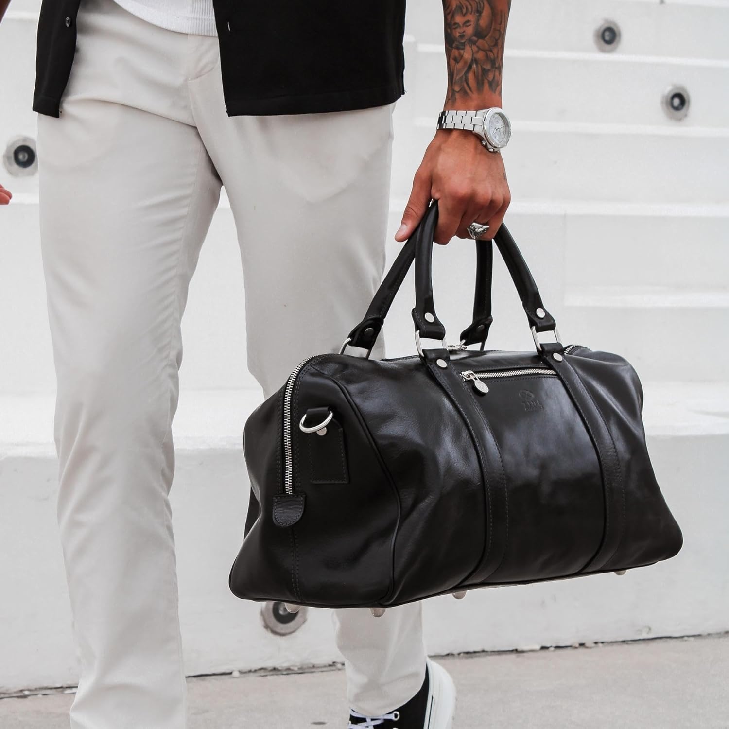 Thumbnail 2 de Time Resistance Full Grain Leather Duffle Bag – Overnight Weekender