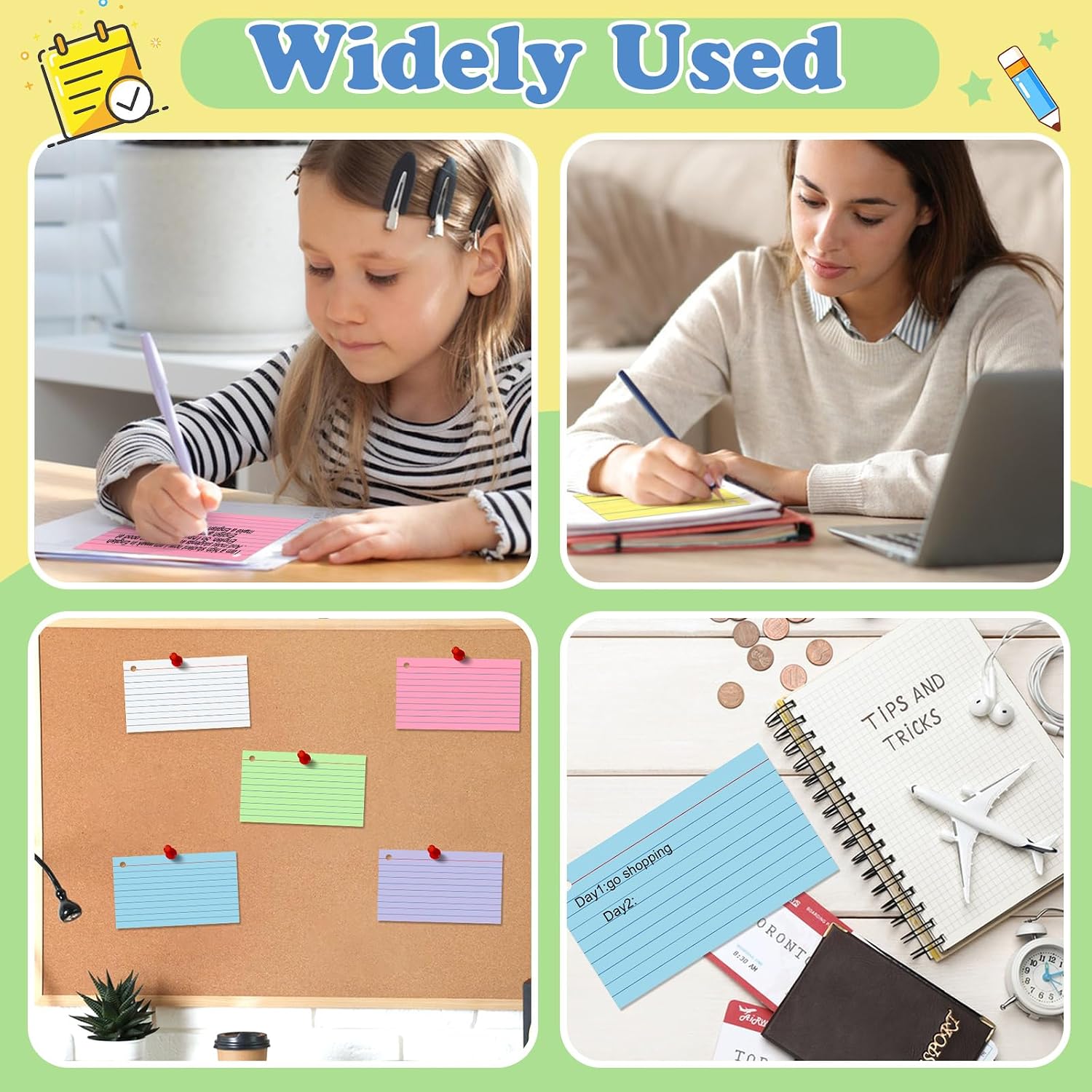 Thumbnail 4 de YAGUAO 3x5 Index Cards, 250 Count, 5 Colors, Ruled, 180gsm