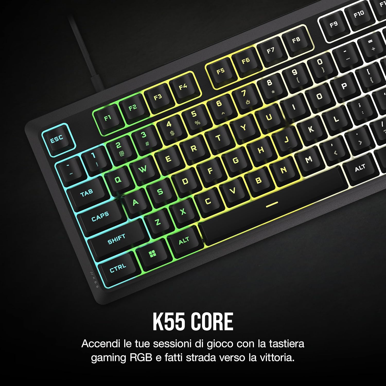 Thumbnail 1 de CORSAIR K55 CORE Tastiera + Harpoon RGB PRO Mouse + HS35 v2 Surround + MM100 Pacchetto gaming