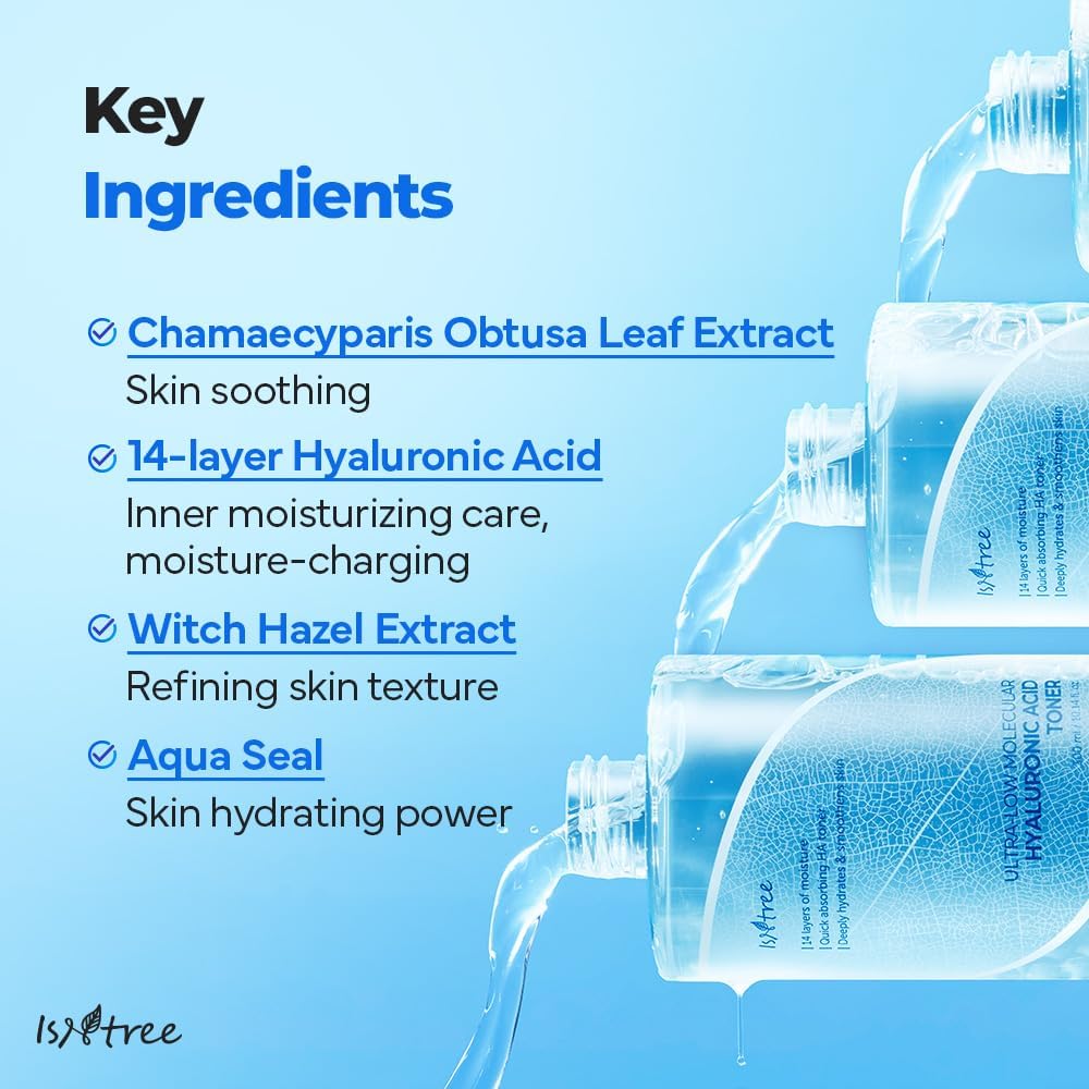 Thumbnail 6 de ISNTREE Ultra-Low Molecular Hyaluronic Acid Toner (300 ml): il toner all’acido ialuronico per rinfrescare e idratare
