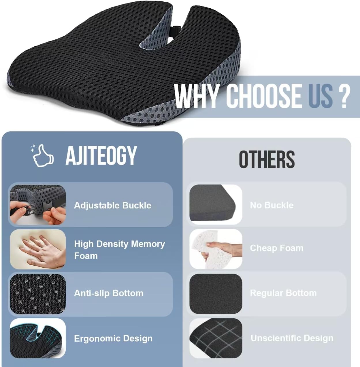 Thumbnail 4 de Ajiteogy Cuscino per sedile auto guidatore con memory foam