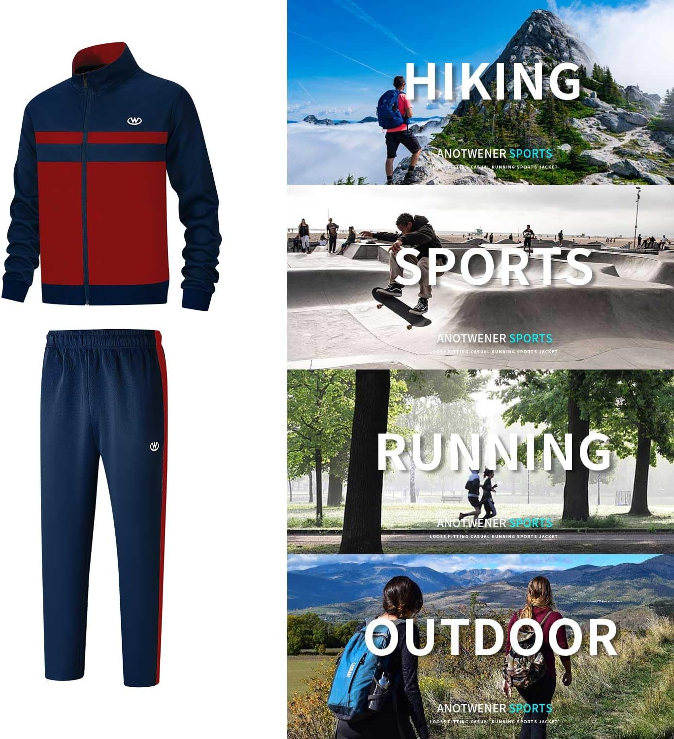 Thumbnail 4 de ANOTWENER Herren Trainingsanzug Set – Lässig langärmlige Jacke & Jogginghose