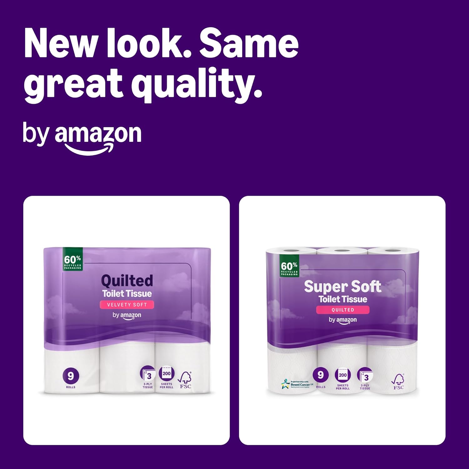 Detalle 2 de By Amazon Super Soft Toilet Tissue, 3-ply, 45 Rolls – FSC Certified, UK-Made